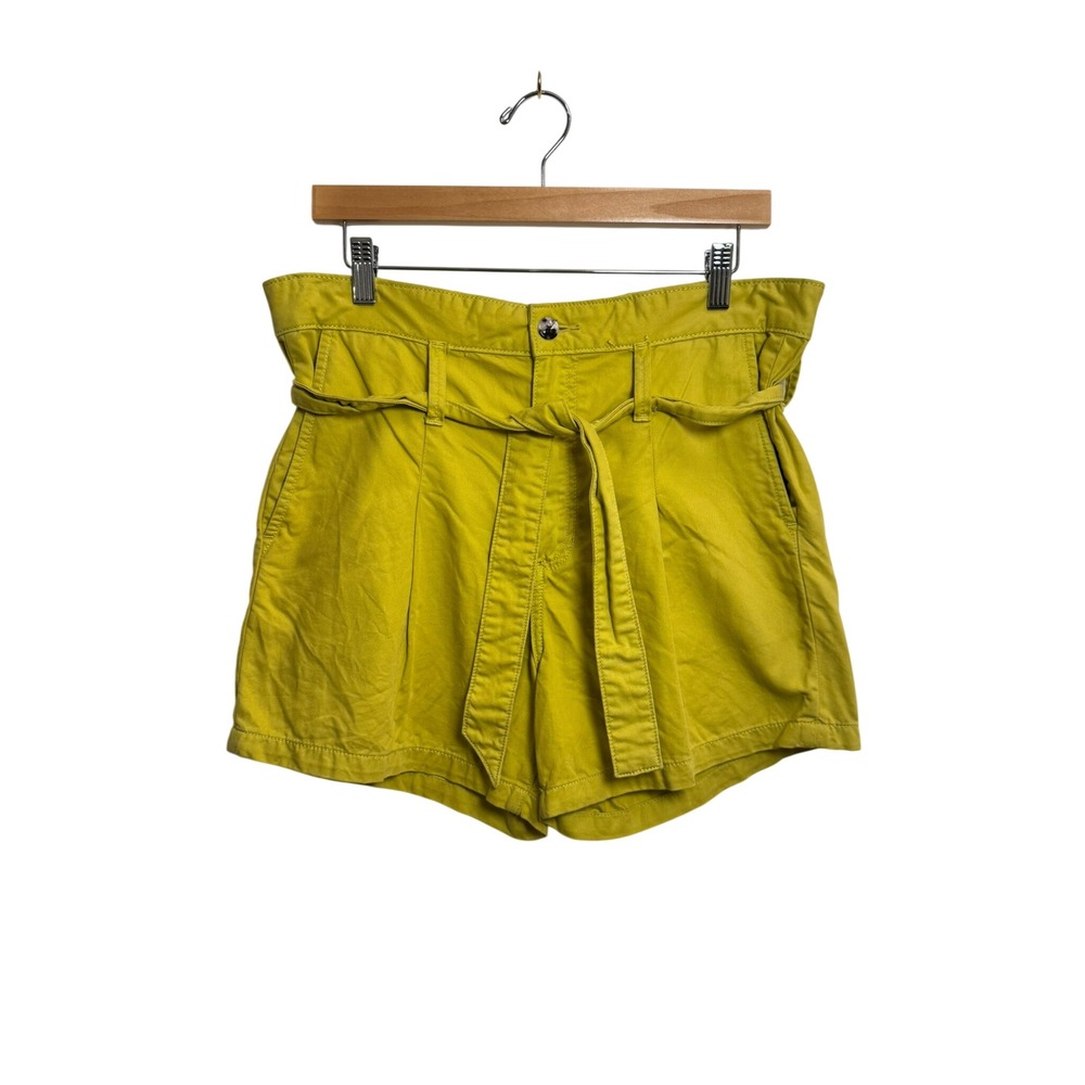 Sam Edelman Utility Trouser Shorts Chartreuse Yellow Paperbag Waist Size 28